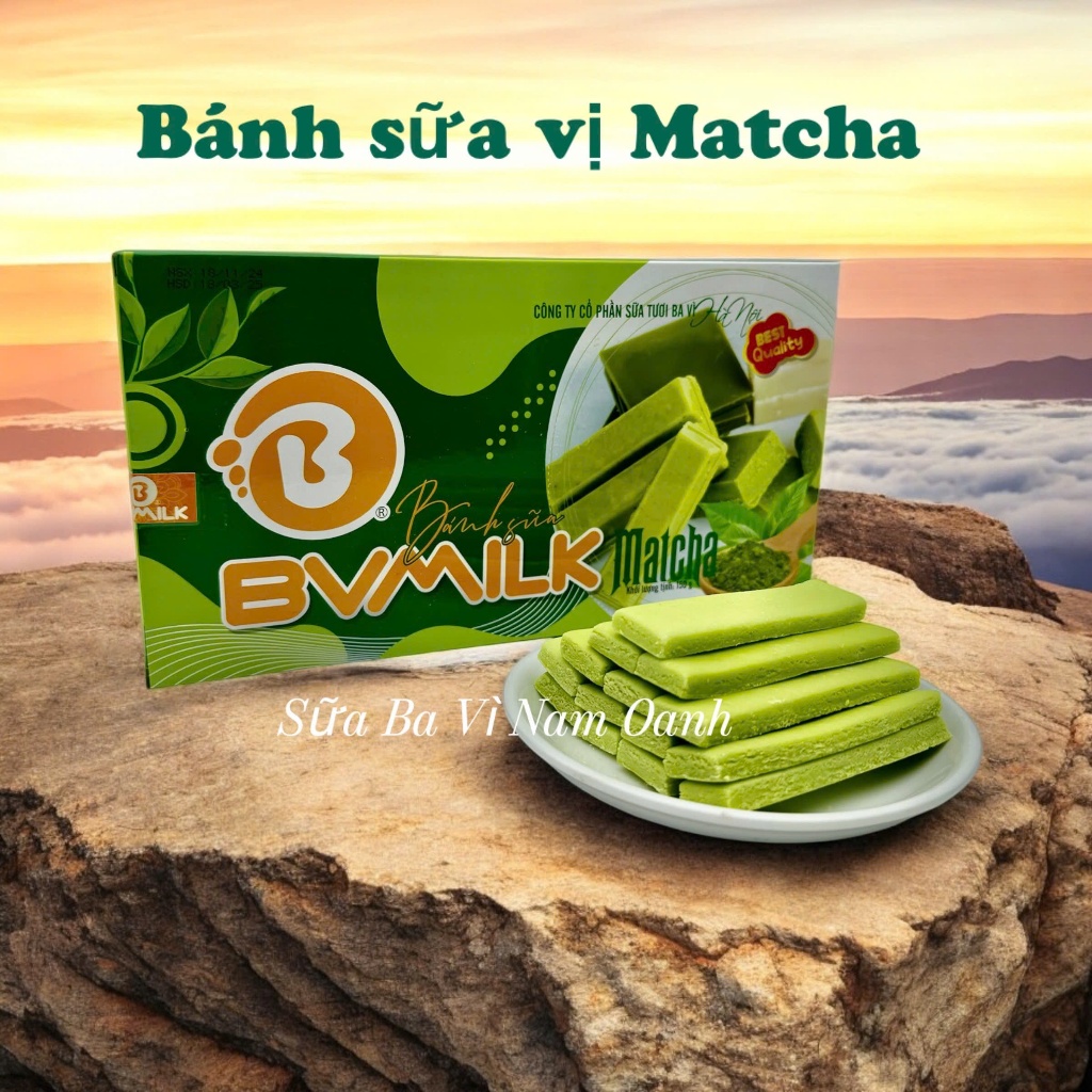 Bánh sữa Bvmilk. Hộp 12 thanh bánh (vị truyền thống/ matcha)