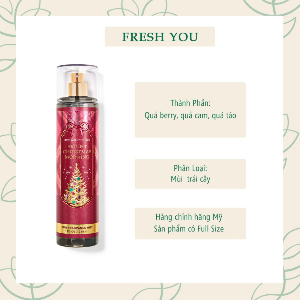 Bright Christmas Morning - Xịt thơm toàn thân body mist khác Bath