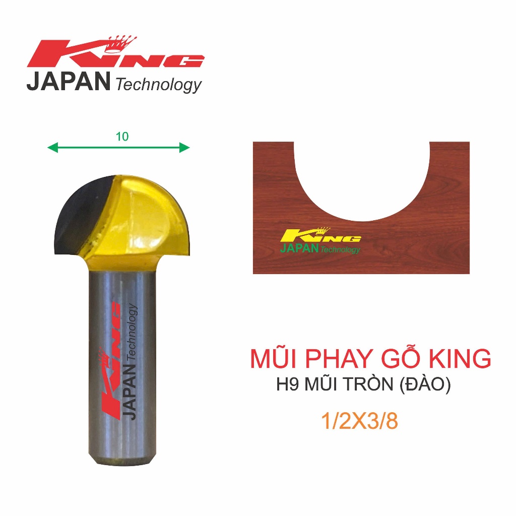 Mui router phay gỗ tròn, mũi phay đầu tròn King ( 10mm - 50mm, 12.7mm ...