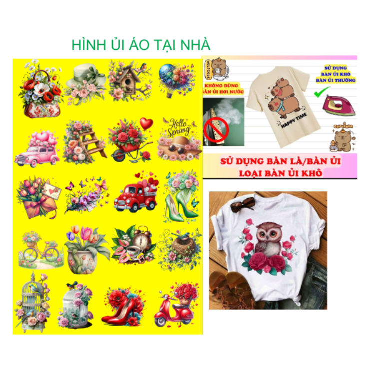 Hình in ủi nhiệt-Uỉ trực tiếp lên áo tại nhà bằng bàn là bàn ủi