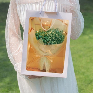 10 Túi Giấy Mặt Kính 25x35cm - Đựng Bó Hoa, Gấu Bông, Quà Tặng, Hoa Kẽm Nhung, Hoa Sáp, Túi Giấy Cao Cấp Có Quai Xách