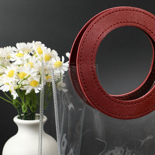 Combo 10 Túi Nhựa PVC Trong Suốt Quai Da Cao Cấp Đựng Quà Tặng, Bánh Kẹo, Hoa, Gấu Bông, Hộp Quà Sang Trọng