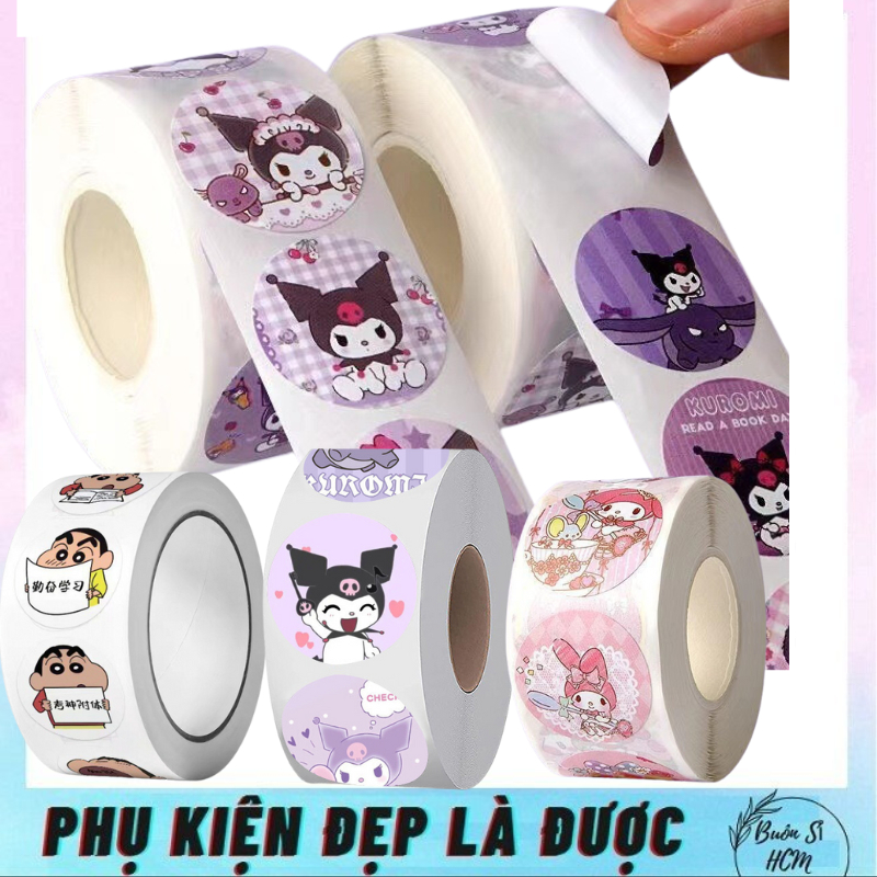 Cuộn 500 miếng dán hoạt hình ngộ nghĩnh ,tem dán sticker in sắt nét,có ...
