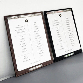 Bảng Menu Da ADOR Khắc Logo Kim Loại Theo Yêu Cầu [ĐỌC MÔ TẢ], Kẹp Menu Bằng Da, Bảng Menu Da Có Chân Đứng