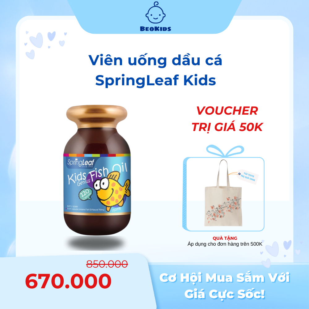 Viên uống dầu cá SpringLeaf Kids Genius Fish Oil hỗ trợ sáng mắt, phát ...