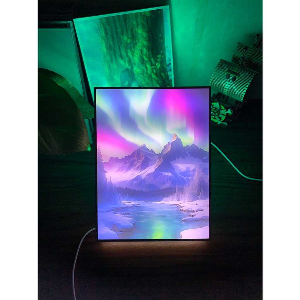 Tranh đèn led 3D Phong cảnh Cực Quang  - Tranh đèn led 3D làm quà tặng, trang trí bàn làm việc, đèn ngủ