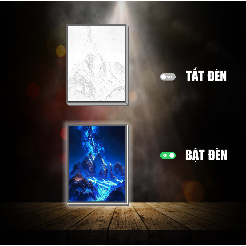 Tranh đèn led 3D Phong cảnh Cực Quang  - Tranh đèn led 3D làm quà tặng, trang trí bàn làm việc, đèn ngủ