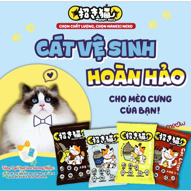 [Tải 6 Túi] Cát Vệ Sinh Cho Mèo Cát Nhật Maneki Neko Túi 9L