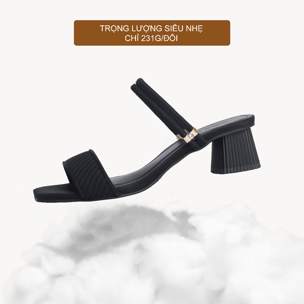CORII - Giày Sandal Cao Gót Quai Ngang Bản Nhỏ Mũi Vuông Thời Trang và Thoải Mái Nhất - CR6WMS1 Đen