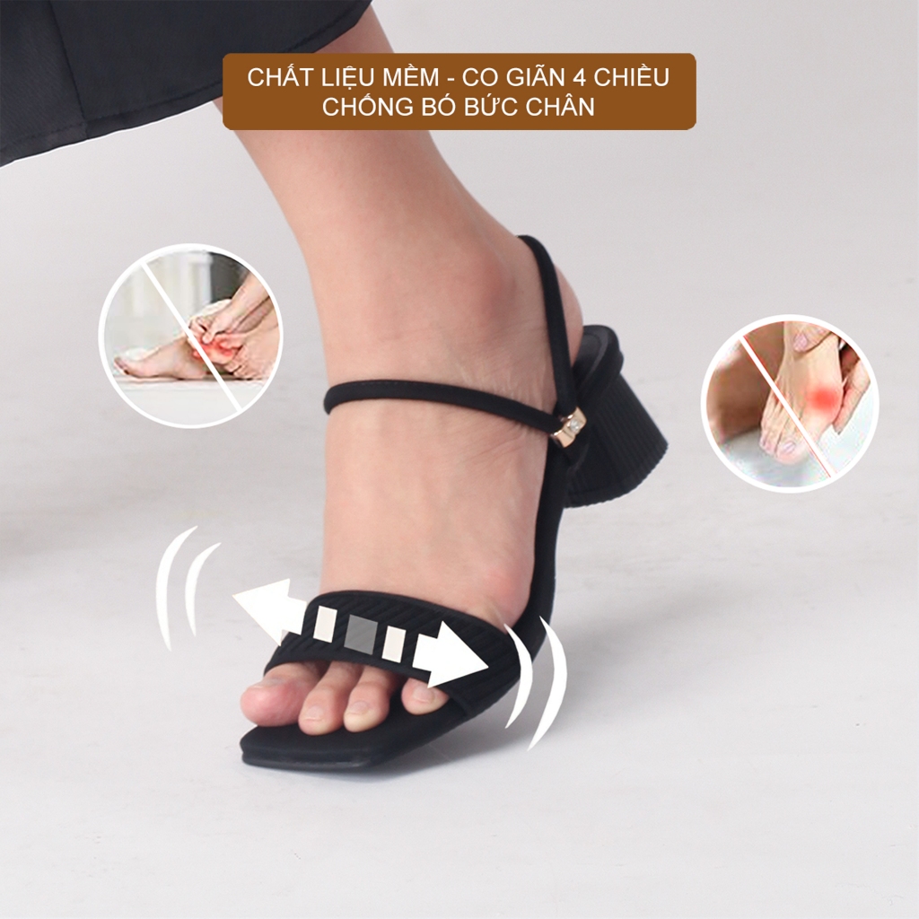 CORII - Giày Sandal Cao Gót Quai Ngang Bản Nhỏ Mũi Vuông Thời Trang và Thoải Mái Nhất - CR6WMS1 Đen