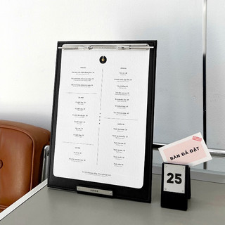 Bảng Menu Gỗ ADOR Khắc Logo Kim Loại Theo Yêu Cầu [ĐỌC MÔ TẢ], Kẹp Menu Bằng Gỗ, Bảng Gỗ Menu Có Chân Đứng