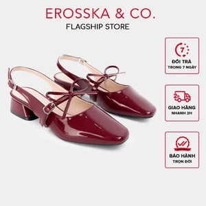 EROSSKA - Giày cao gót nữ mũi tròn phối nơ thanh lịch màu đỏ cao 4cm - EL037
