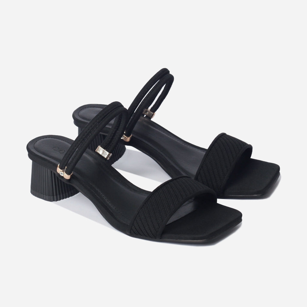 CORII - Giày Sandal Cao Gót Quai Ngang Bản Nhỏ Mũi Vuông Thời Trang và Thoải Mái Nhất - CR6WMS1 Đen