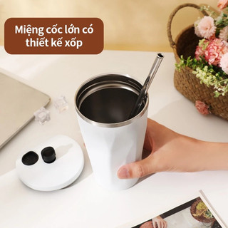 Ly Giữ Nhiệt 600ml Màu Pastel Xinh Xỉu, Cốc Trà Sữa Giữ Lạnh Kèm Ống Hút Tiện Lợi