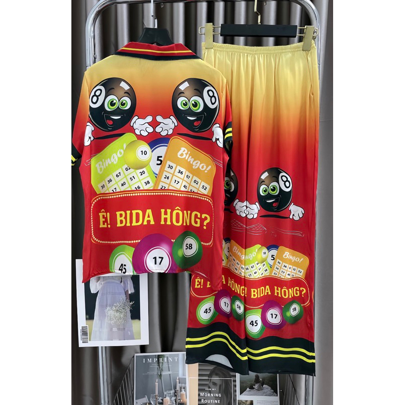 Đồ bộ- set ngủ mặc nhà pijama TẾT BIDA LOANG lụa XƯỚC mềm mịn mát