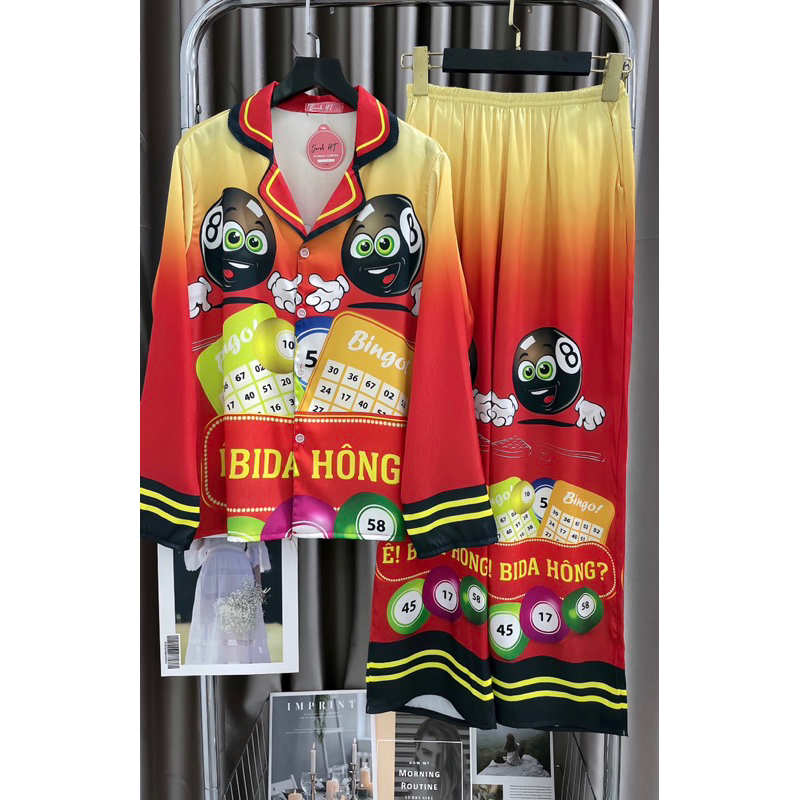 Đồ bộ- set ngủ mặc nhà pijama TẾT BIDA LOANG lụa XƯỚC mềm mịn mát