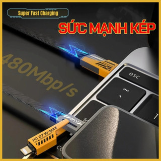 Cáp sạc nhanh 4 IN 1 cổng vào USB/TYPE C cổng ra PD27W/TYPE C 65W thiết kế dây dẹp bền dẻo