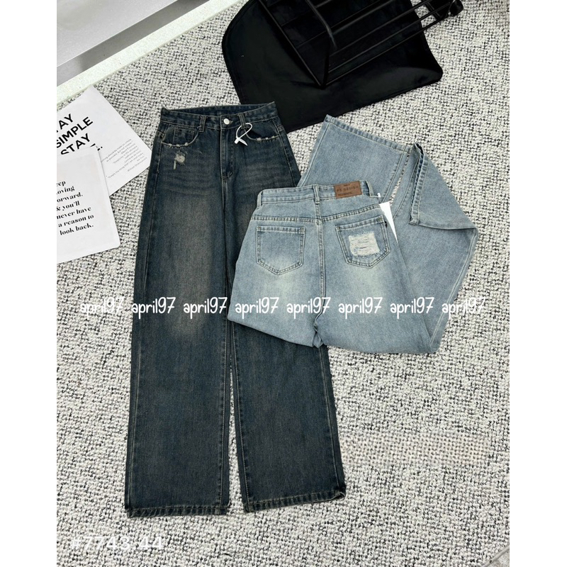 Quần jeans suông túi rách ( ảnh thật/ có sẵn) | Shopee Việt Nam