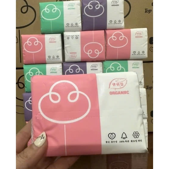 1 thùng 30 gói giấy rút vệ sinh 3 mầu 4 lớp cao cấp tiện lợi