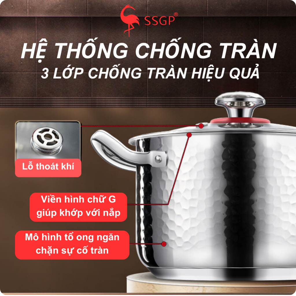 Nồi inox 304 Berlin 5 đáy cao cấp SSGP của , nồi nấu canh, nồi 24cm ,nồi dùng bếp từ, quánh