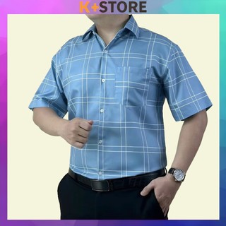 Áo sơ mi caro ngắn tay lụa Hàn chống nhăn xù Menswear