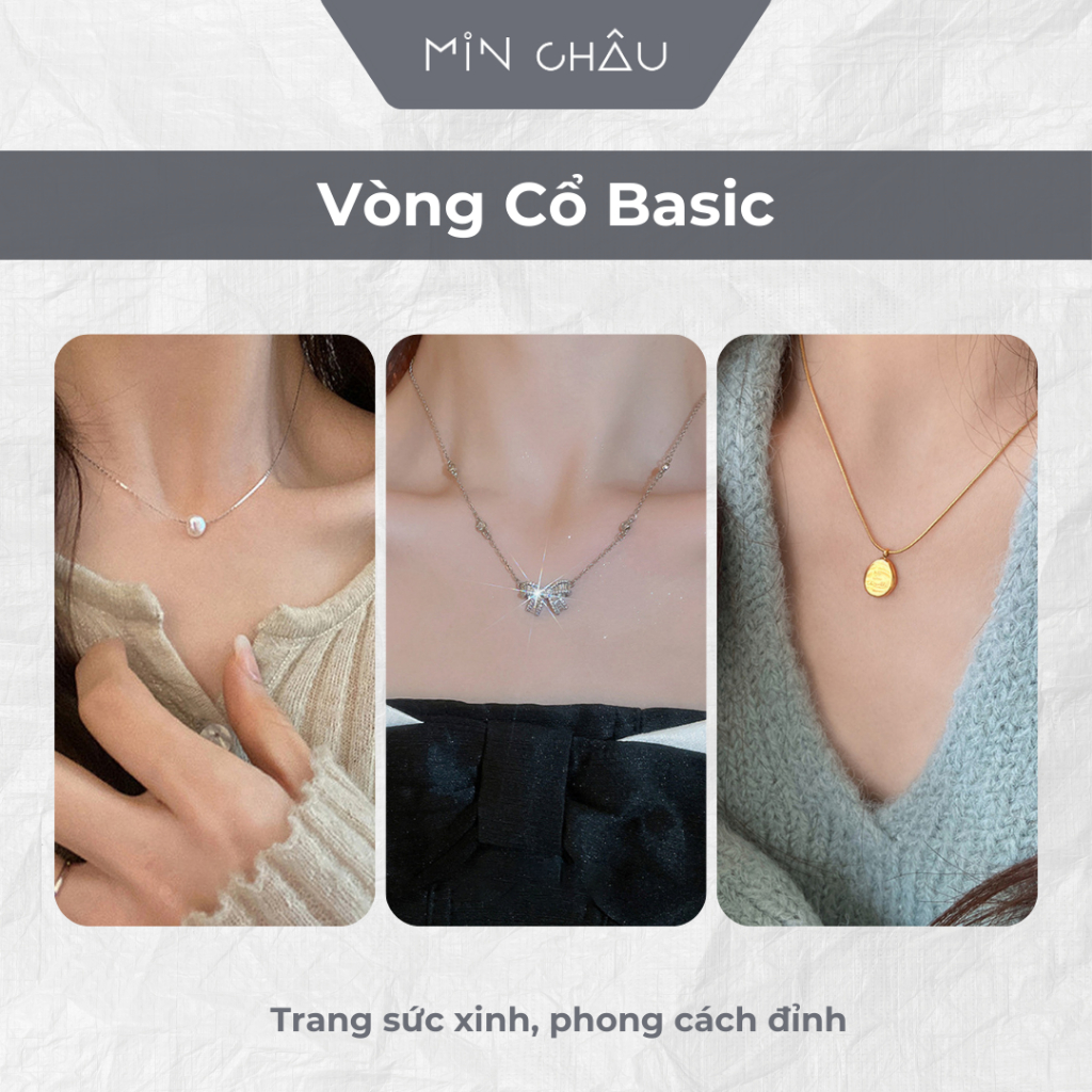 Vòng Cổ Basic Min Châu VCN04, dây chuyền chất liệu titan không rỉ ...