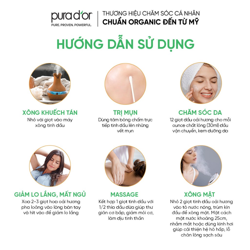 Ảnh Tinh dầu Oải Hương hữu cơ nguyên chất PURA D’OR Therapeutic Grade Lavender Essential Oil 10ml 3