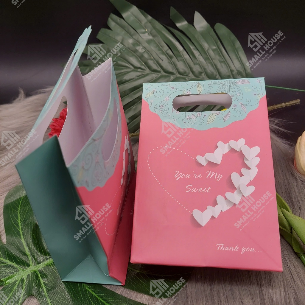 set 5 cái - Túi giấy gấp mini đựng quà tặng son môi mỹ phẩm nhỏ