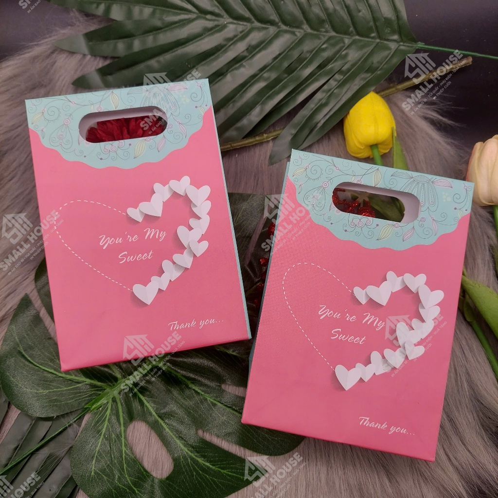 set 5 cái - Túi giấy gấp mini đựng quà tặng son môi mỹ phẩm nhỏ