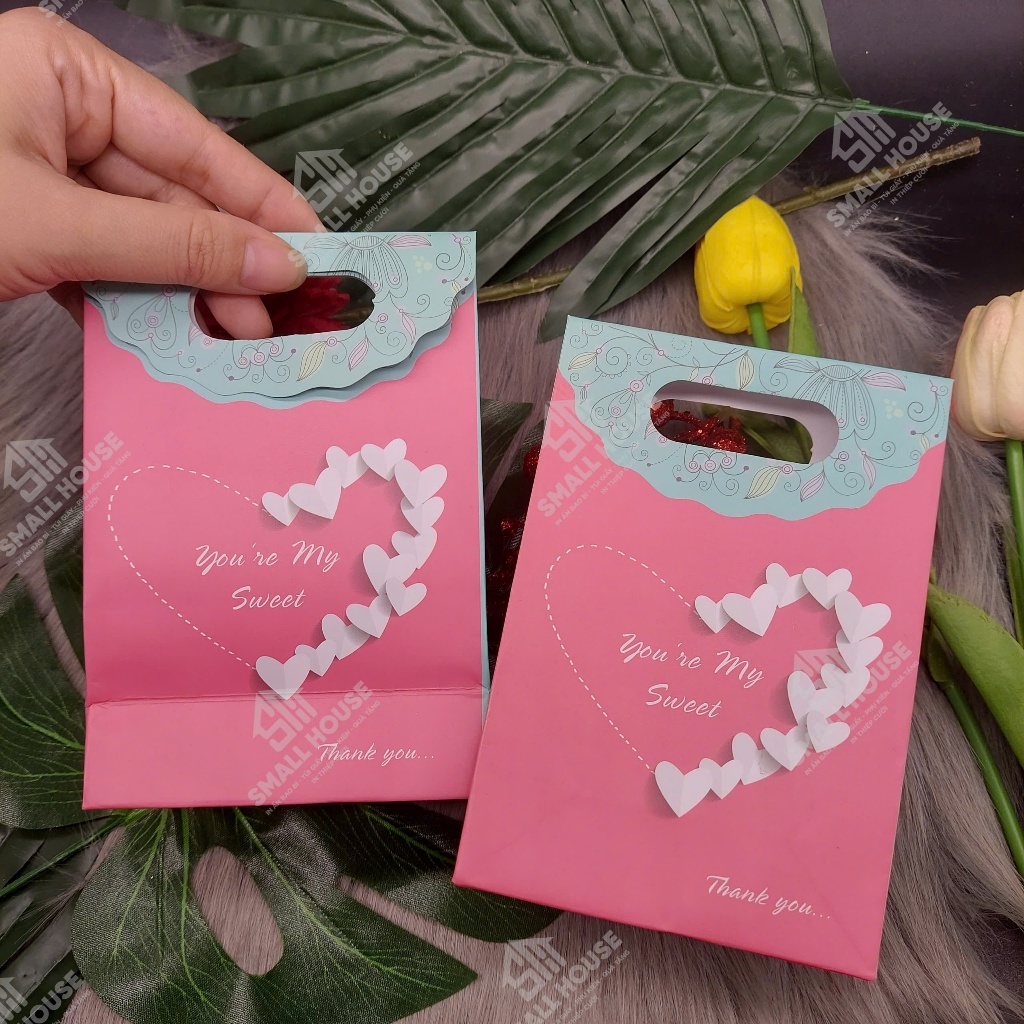 set 5 cái - Túi giấy gấp mini đựng quà tặng son môi mỹ phẩm nhỏ