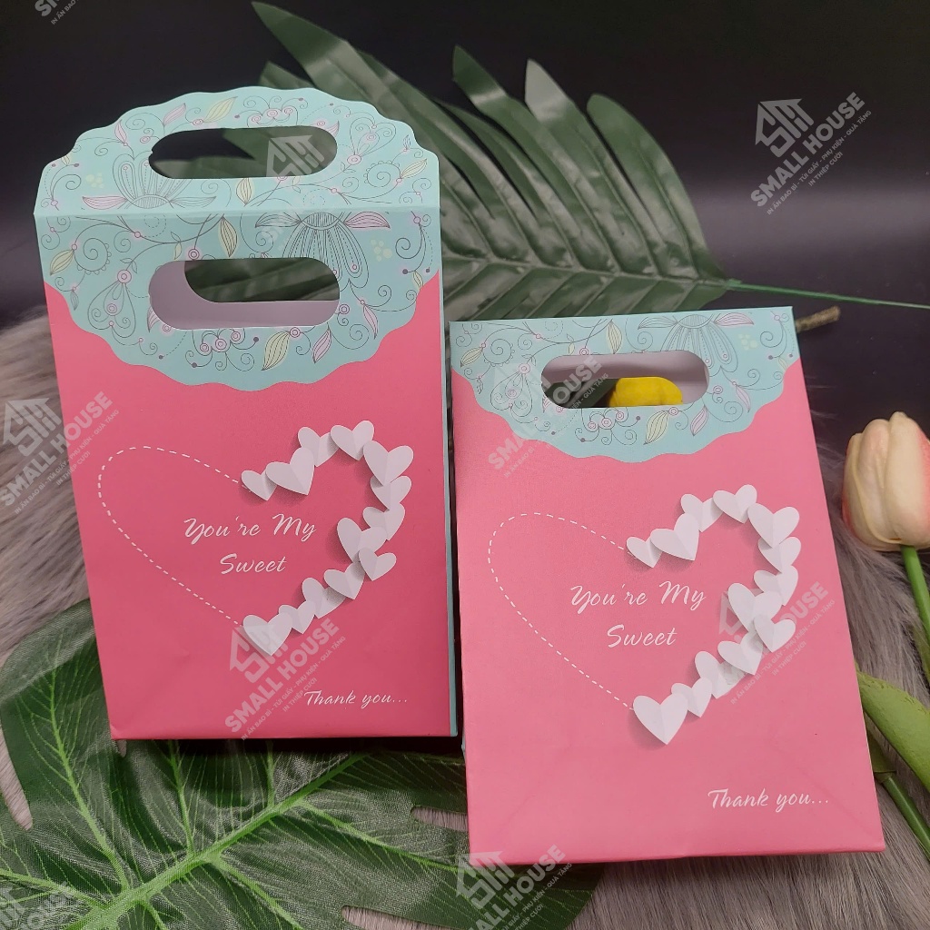 set 5 cái - Túi giấy gấp mini đựng quà tặng son môi mỹ phẩm nhỏ