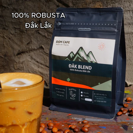 Cafe rang mộc ĐẮNG ĐẬM, cà phê rang xay Đắk Lắk dùng để pha phin, pha máy ROBUSTA (100%) - Đậm cafe xanh đăk blend