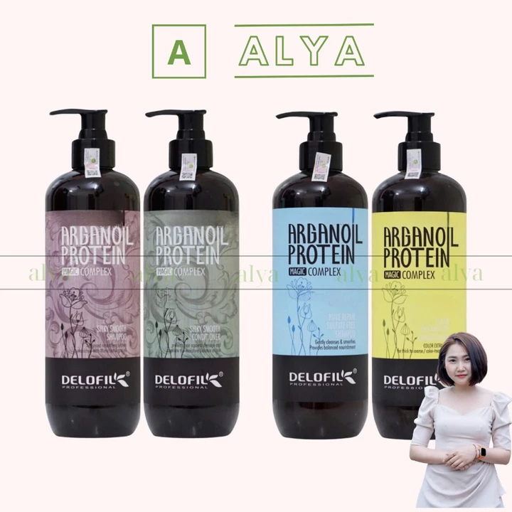 Cặp dầu gội xả Delofil Arganoil Protein 800ml *2 Giảm Gãy Rụng, Phục Hồi Tóc Hư Tổn, Khô Xơ. HÀNG CHÍNH HÃNG ALYA