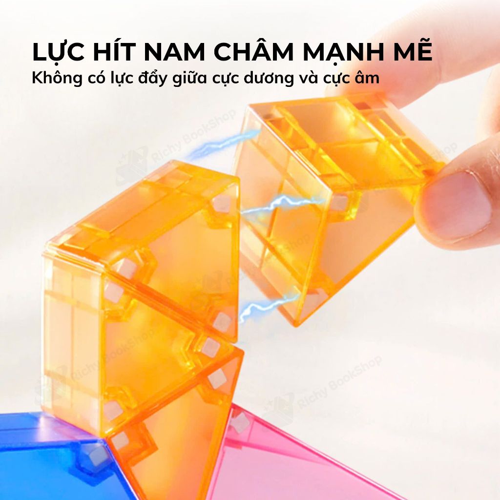 Đồ chơi xếp hình nam châm ánh sáng hình khối 3D Mideer Creative Magnetic Building Blocks