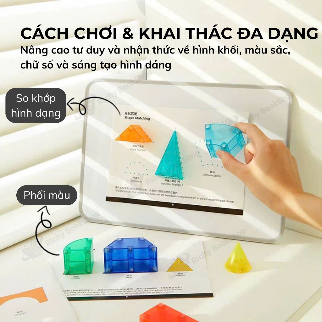 Đồ chơi xếp hình nam châm ánh sáng hình khối 3D Mideer Creative Magnetic Building Blocks