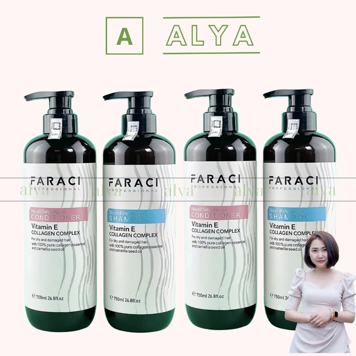 Dầu gội xả FARACI VITAMIN E 750ml. Phục hồi tóc, Chống Rụng, Kích Thíc Mọc Tóc. Siêu Mềm Mượt. HÀNG CHÍNH HÃNG ALYA