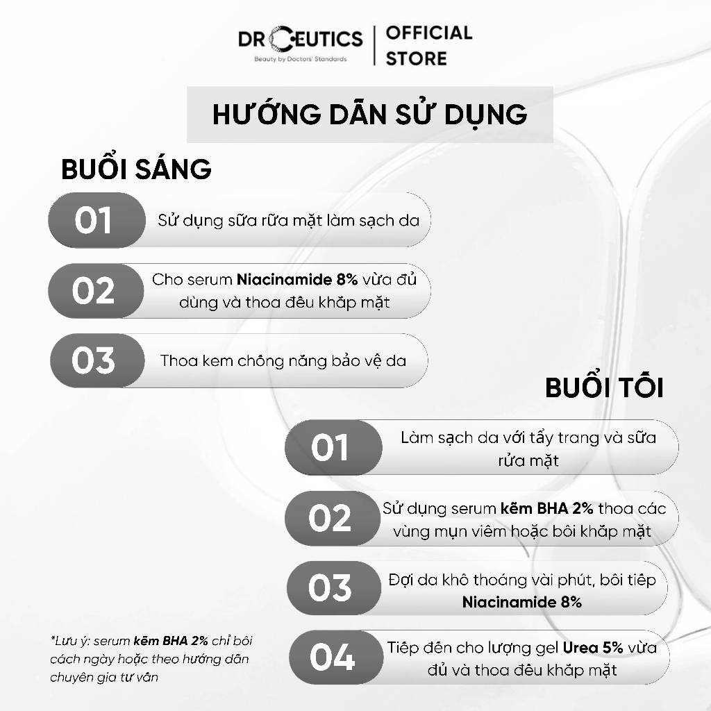 Ảnh Bộ Chăm Sóc Da Dầu, Mụn Viêm -BHA 2% + Zinc PCA 1% (30g) + Niacinamide 8% (30g) + Gel Dưỡng Ẩm Dual Urea 5% (50g) 2