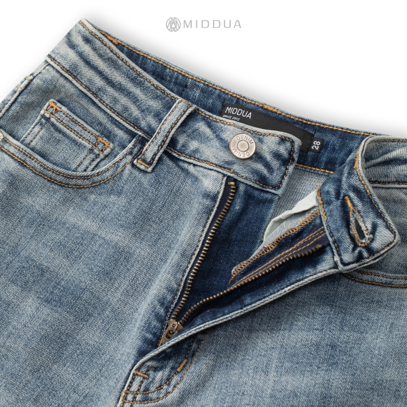 MIDDUA - JN157 Quần ống đứng 9 tấc lưng cao, lai cắt