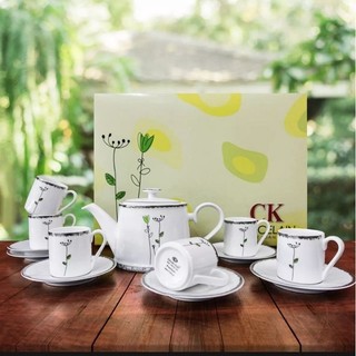 [Bán Lẻ Từng Chiếc]Ấm , Chén , Đĩa Của Bộ Tách Trà Cỏ May Mắn 1084  sứ CK Cao Cấp