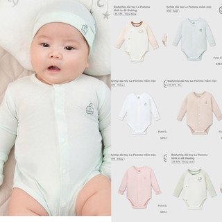 La Pomme tổng hợp mẫu body chip dài tay Nb cho bé 2.5-4kg