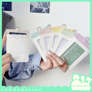 Bao Đựng Thẻ Nhân Viên Da PU Hai Ngăn Tiện Dụng Phong Cách Nhiều Màu Sắc Pastel Đơn Giản Sang Trọng