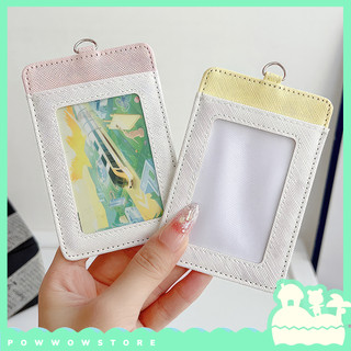 Bao Đựng Thẻ Nhân Viên Da PU Hai Ngăn Tiện Dụng Phong Cách Nhiều Màu Sắc Pastel Đơn Giản Sang Trọng