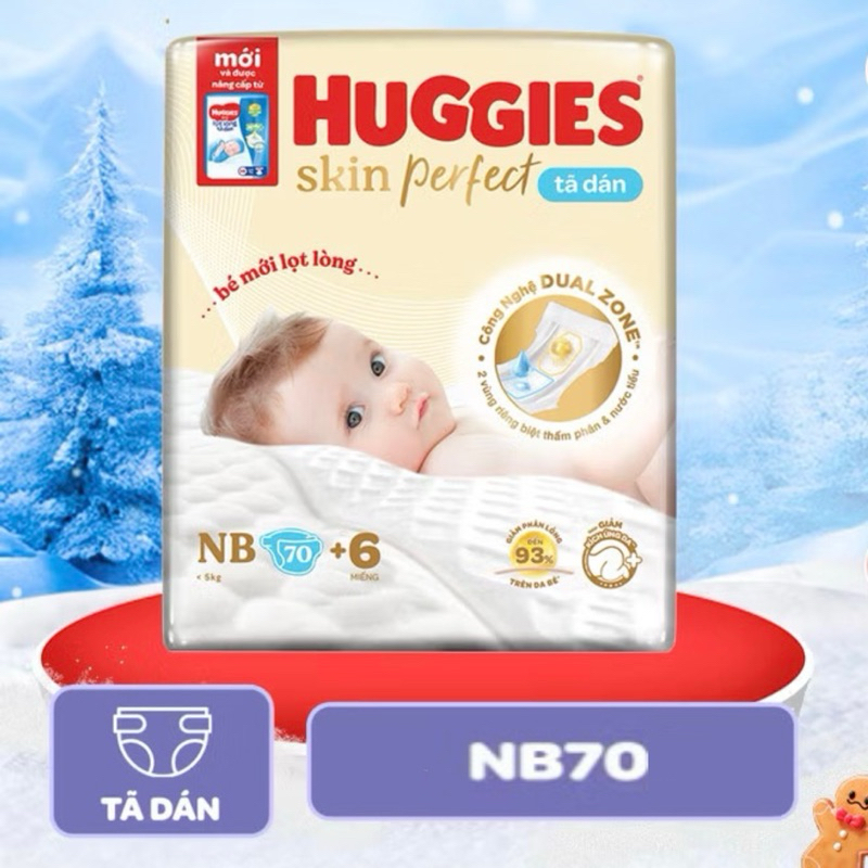Tã Dán Sơ Sinh Huggies NB70+6 Huggies skin perfect | Shopee Việt Nam