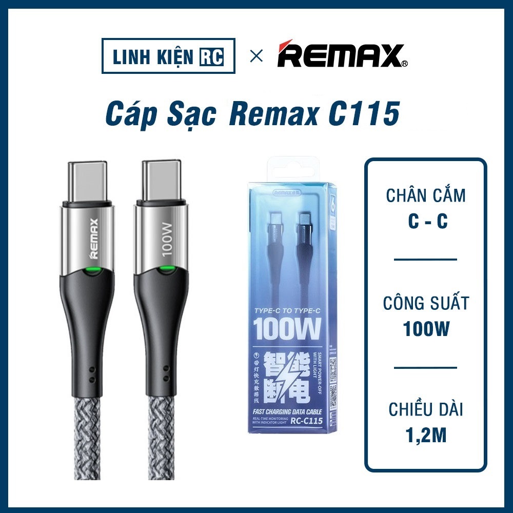 [Hàng Xịn] Cáp Sạc Nhanh 100W Chip Ổn Định Dòng Thông Minh REMAX RC ...