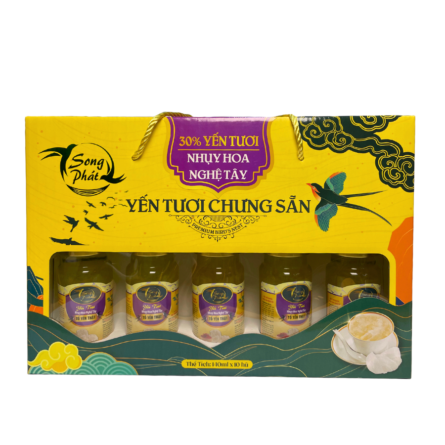 [Tặng 2 hũ] Hộp quà 10 hũ yến mix vị Song Phát làm đẹp tự nhiên tăng sức đề kháng hồi phục sức khỏe 140ml