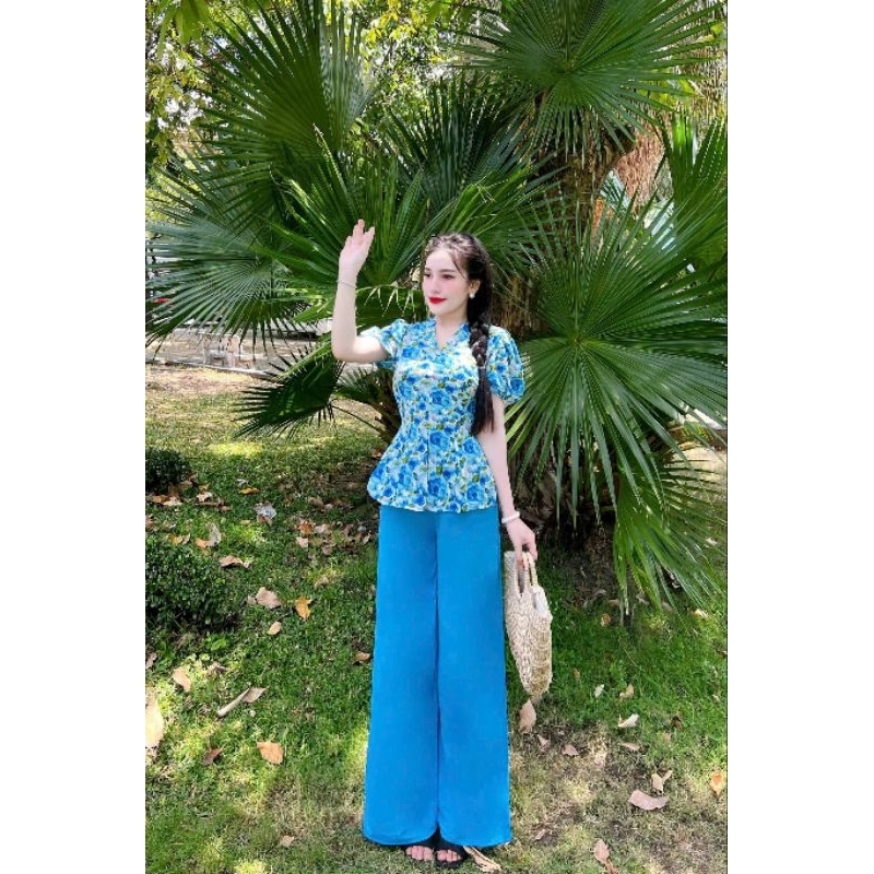 Đồ bà ba cổ tim tay búp chất lụa loại 1 mặc đi chùa, đi chơi from chuẩn tôn dáng miền tây