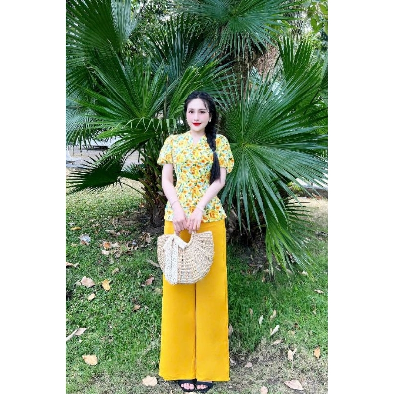 Đồ bà ba cổ tim tay búp chất lụa loại 1 mặc đi chùa, đi chơi from chuẩn tôn dáng miền tây