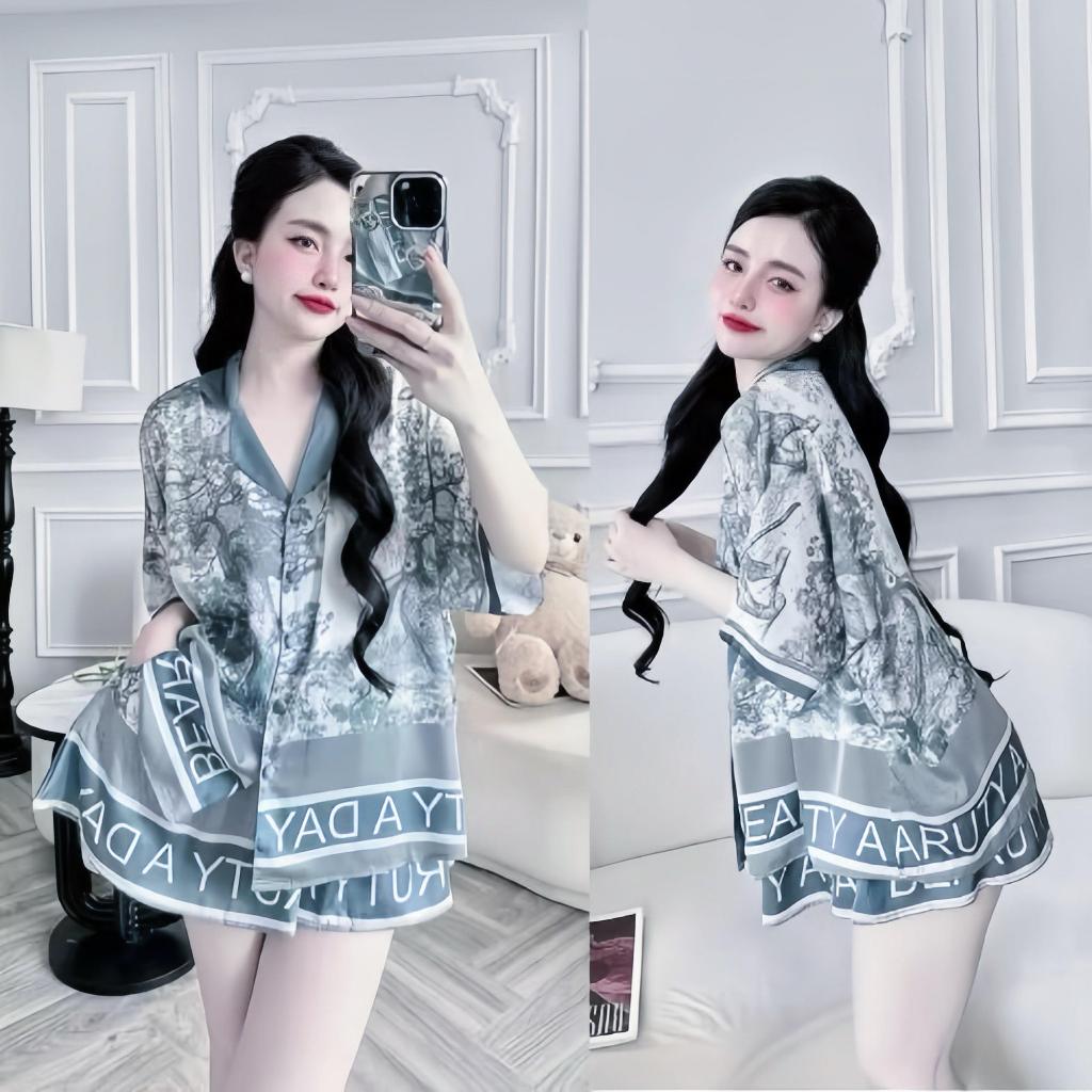 Ảnh Set Ngủ Pijama Bộ Ngủ  Form Cánh Dơi Lụa Latin Có Túi Áo Cao Cấp P15 2