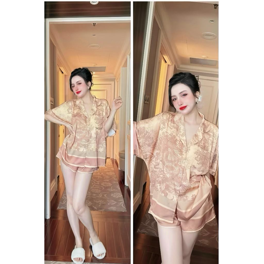 Ảnh Set Ngủ Pijama Bộ Ngủ  Form Cánh Dơi Lụa Latin Có Túi Áo Cao Cấp P15 3