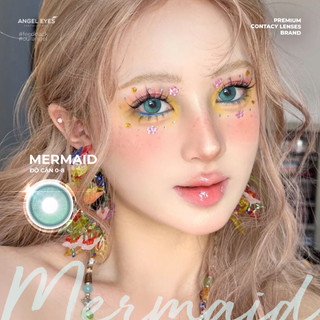 Lens xanh Mermaid thương hiệu Angel Eyes độ cận 0-9, kính áp tròng xanh giãn tròng Dia 14.5mm